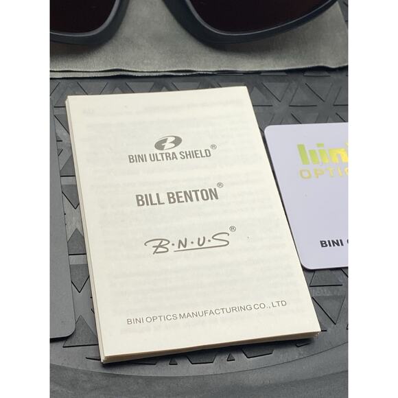 NEW BNUS Bill Benton Matte Black Polarized Sunglasses Brown HD Lenses Italy Gold - Picture 11 of 16